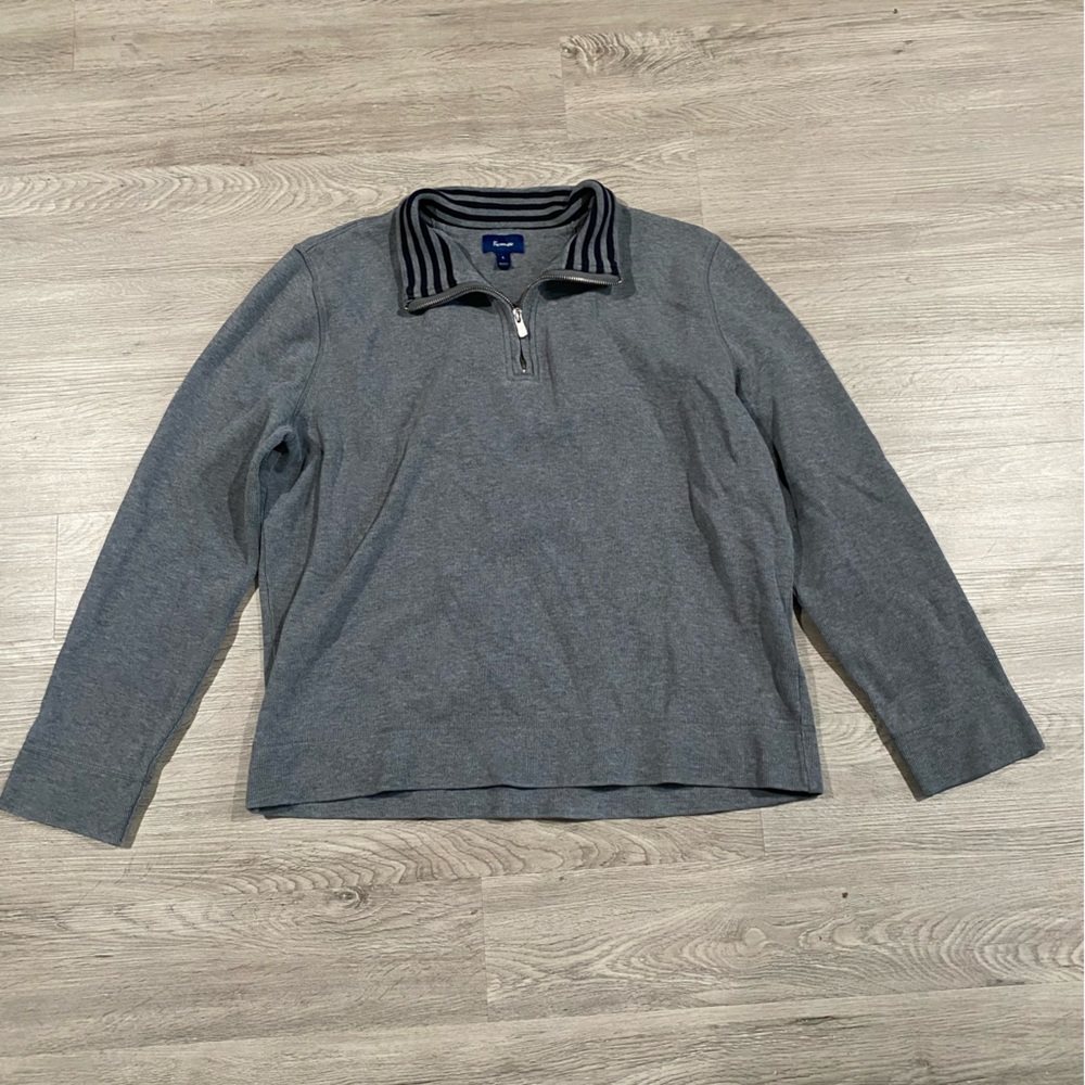Men’s‎ Faconnable Quarter Zip Pullover Cotton Gray Sweater